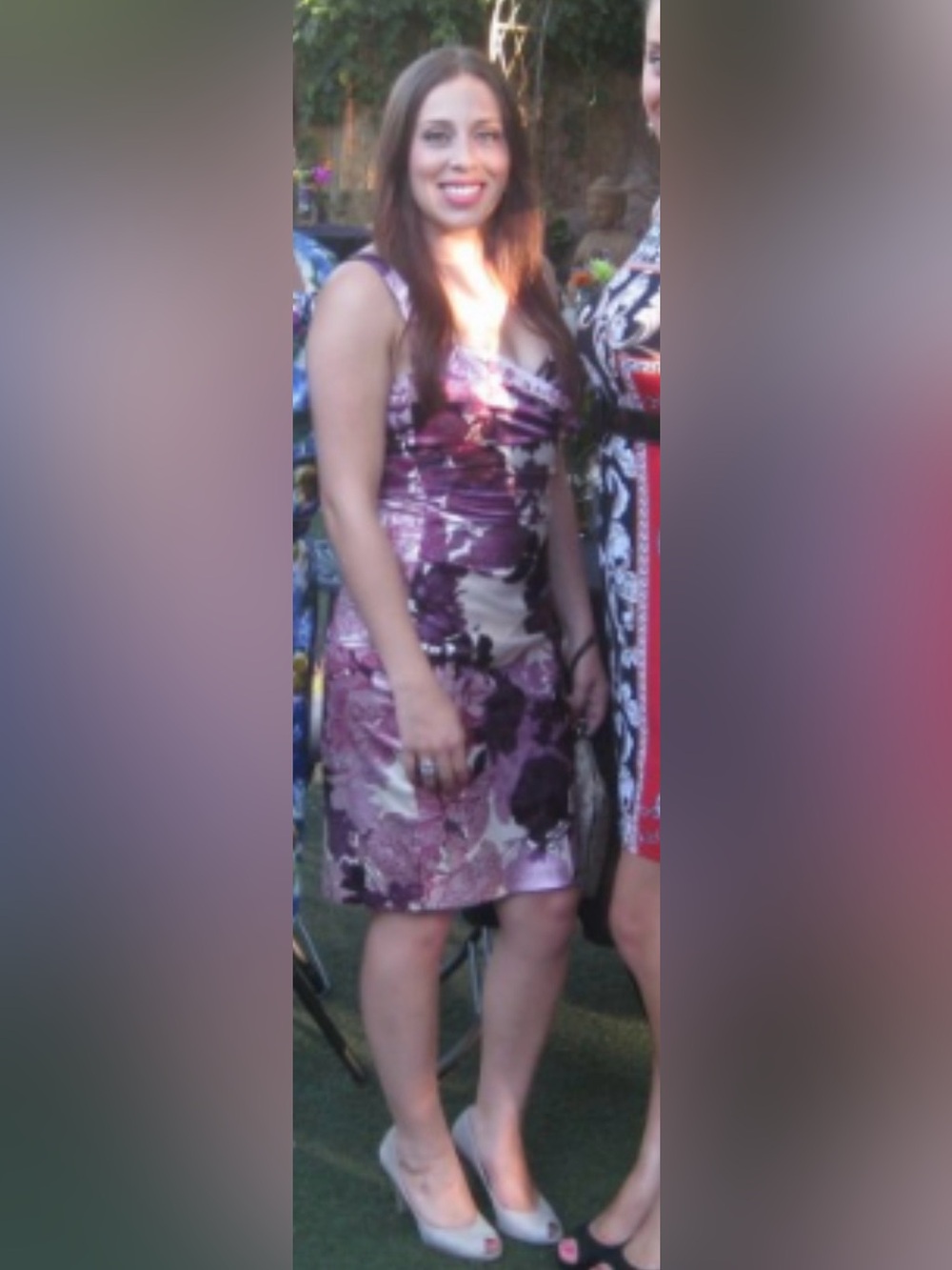 Donna Morgan Purple and Cream Floral Dress